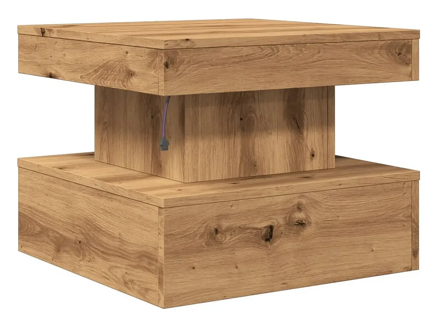 Mesa de centro con luces LED roble artisian 50x50x40 cm