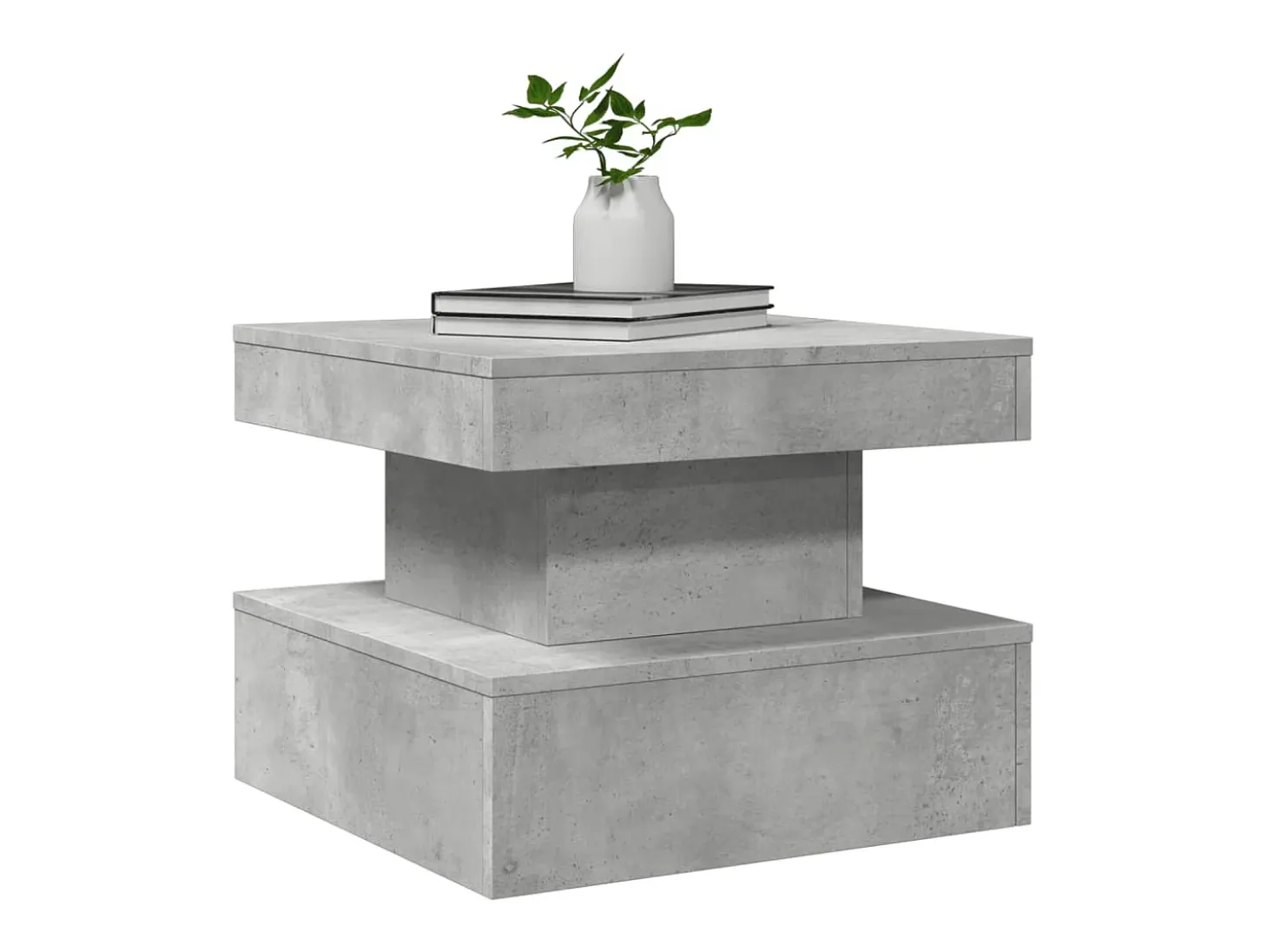 Mesa de centro con luces LED gris hormigón 50x50x40 cm