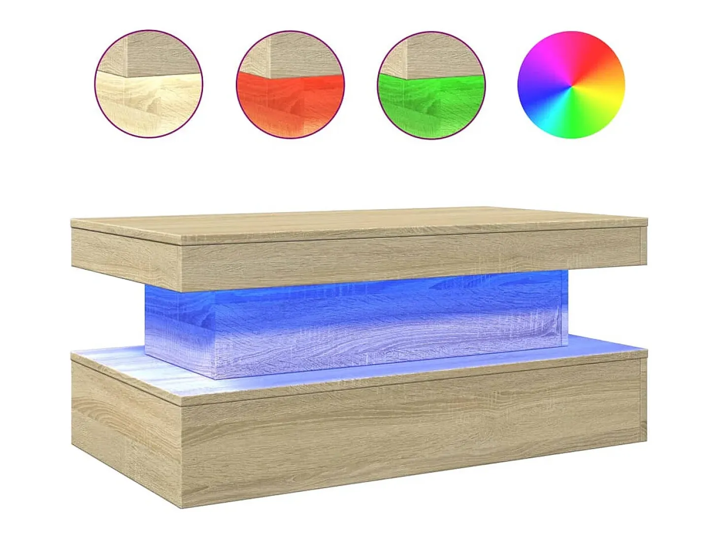 Mesa de centro con luces LED roble Sonoma 90x50x40 cm