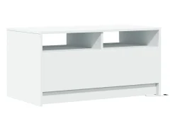 Mesa de centro con luces LED madera ingeniería blanca