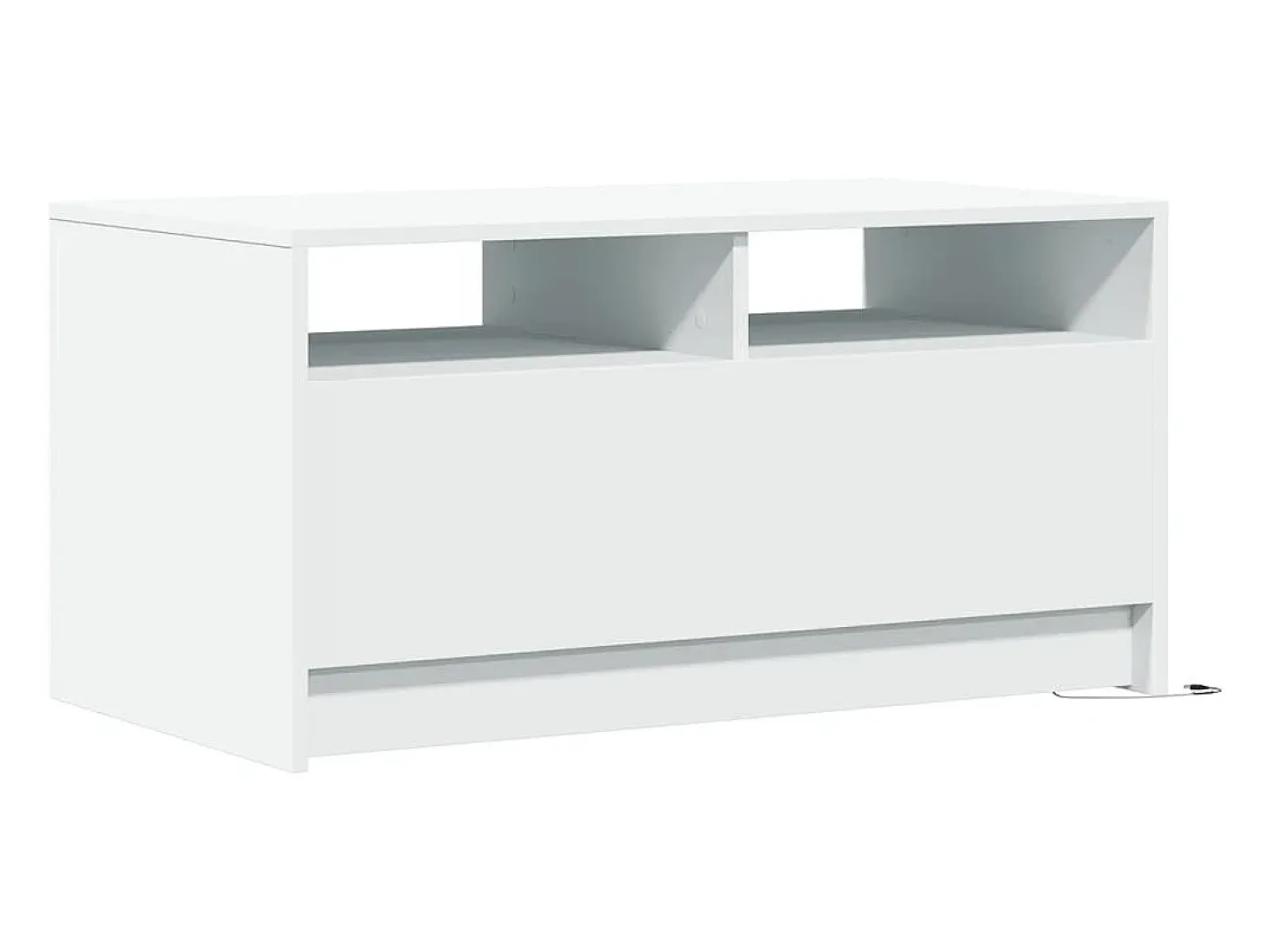 Mesa de centro con luces LED madera ingeniería blanca