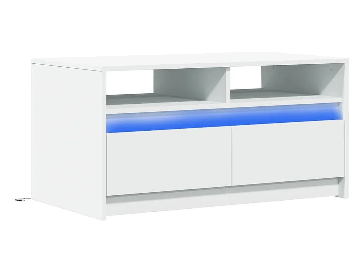 Mesa de centro con luces LED madera ingeniería blanca