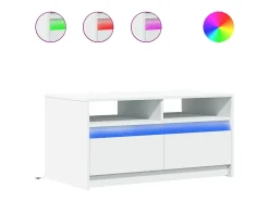 Mesa de centro con luces LED madera ingeniería blanca