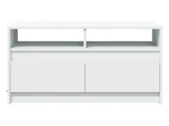 Mesa de centro con luces LED madera ingeniería blanca