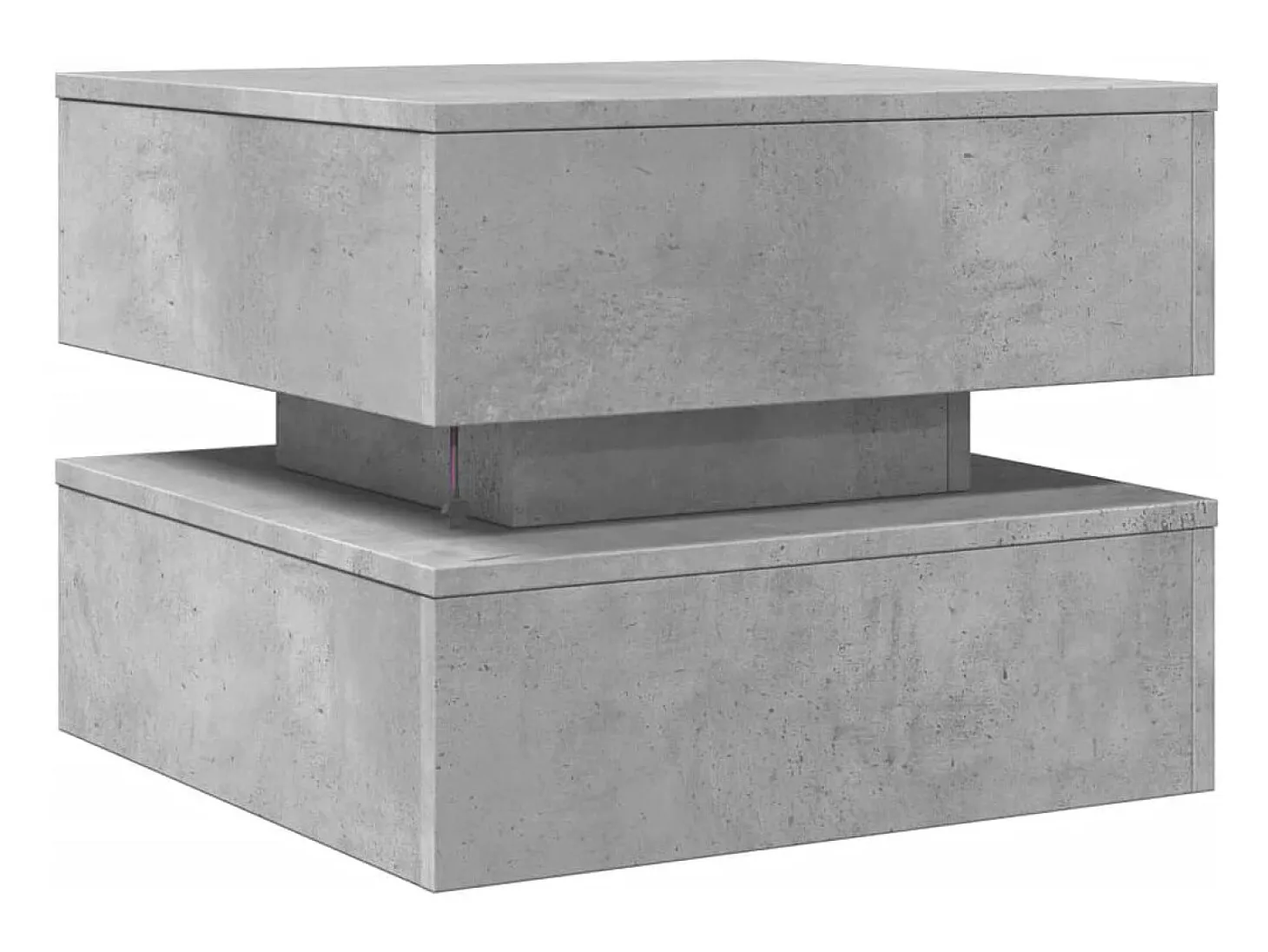 Mesa de centro con luces LED gris hormigón 50x50x40 cm