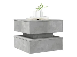 Mesa de centro con luces LED gris hormigón 50x50x40 cm