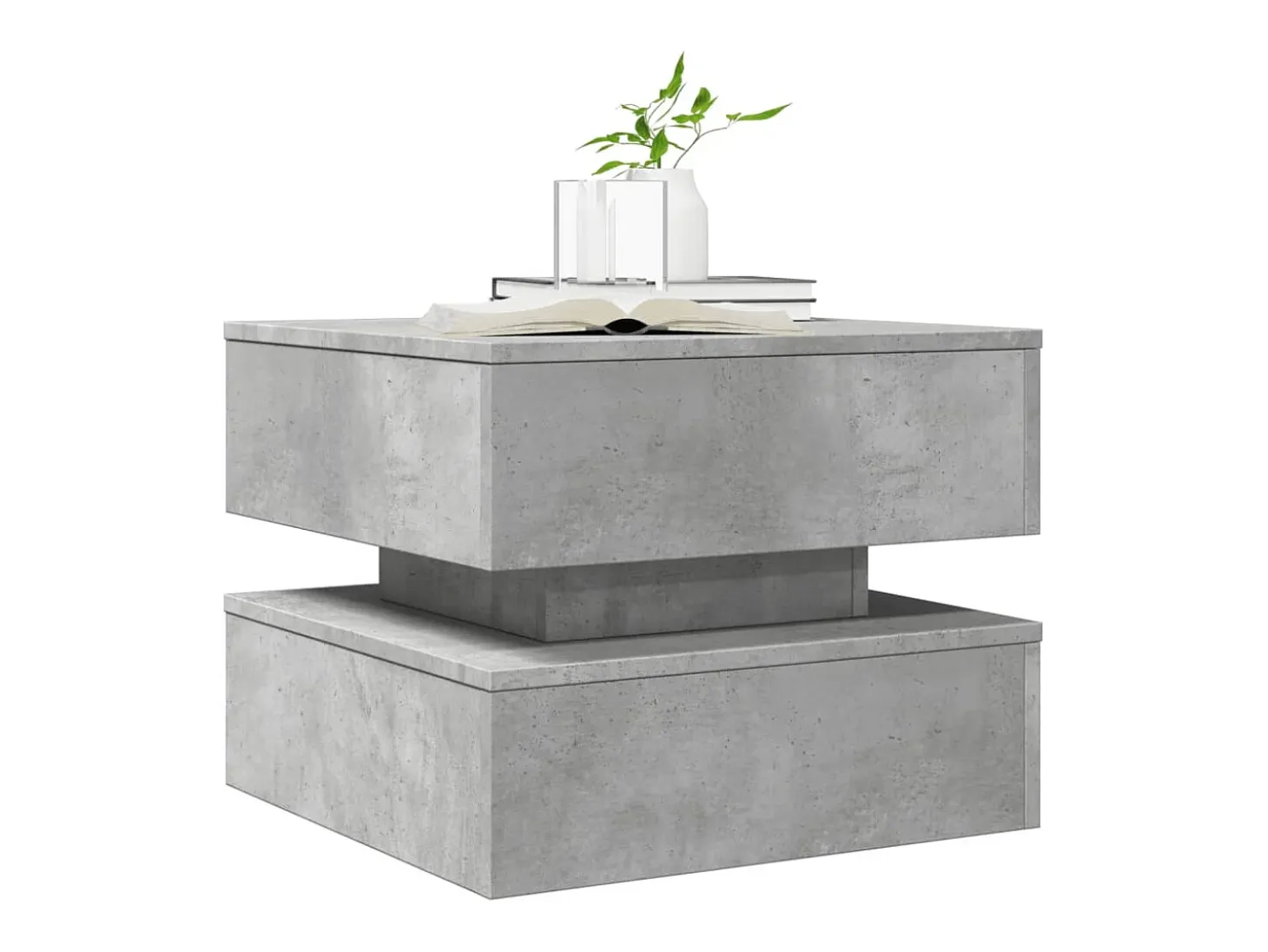 Mesa de centro con luces LED gris hormigón 50x50x40 cm