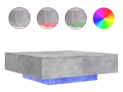 Mesa de centro con luces LED gris hormigón 100x100x31 cm