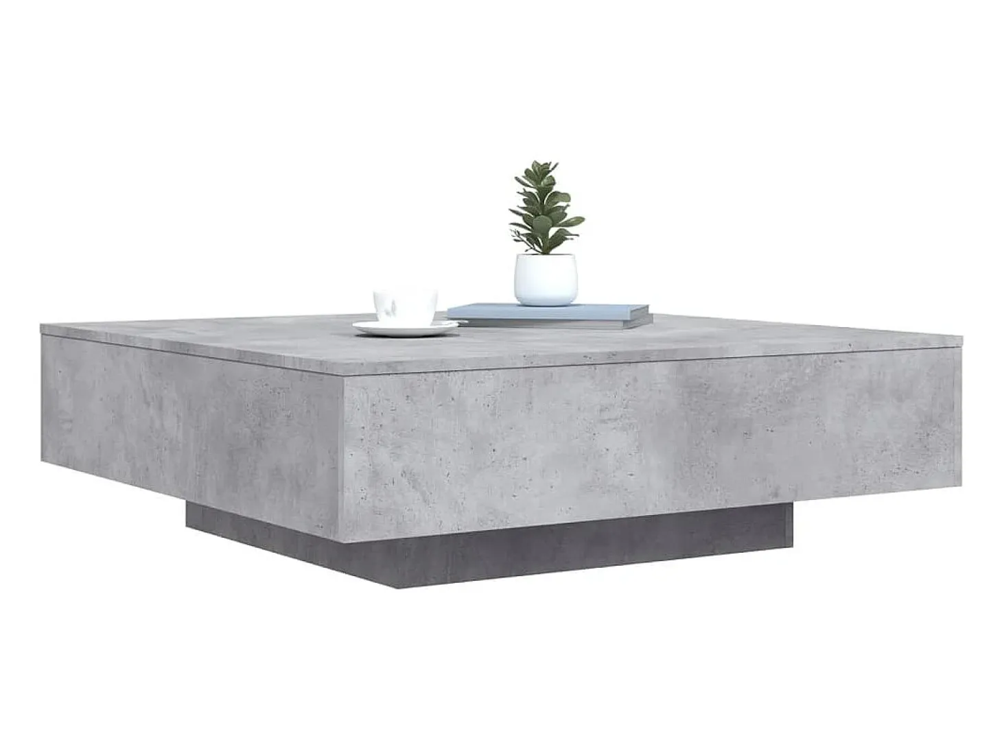 Mesa de centro con luces LED gris hormigón 100x100x31 cm