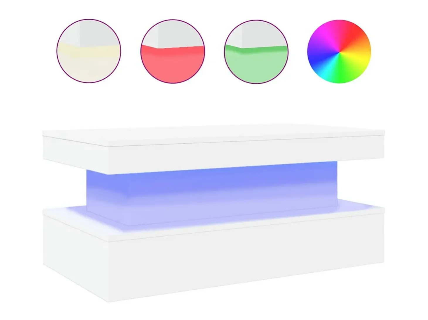 Mesa de centro con luces LED blanco 90x50x40 cm