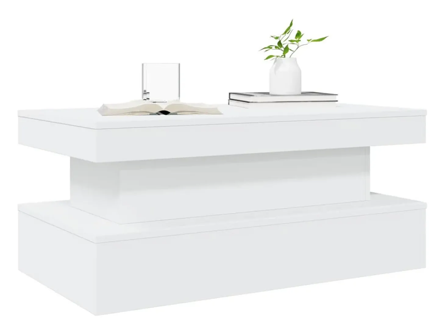 Mesa de centro con luces LED blanco 90x50x40 cm