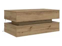 Mesa de centro con luces LED roble artisian 90x50x40 cm