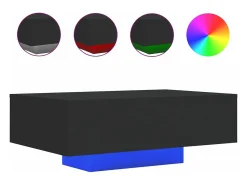 Mesa de centro con luces LED negro 85x55x31 cm