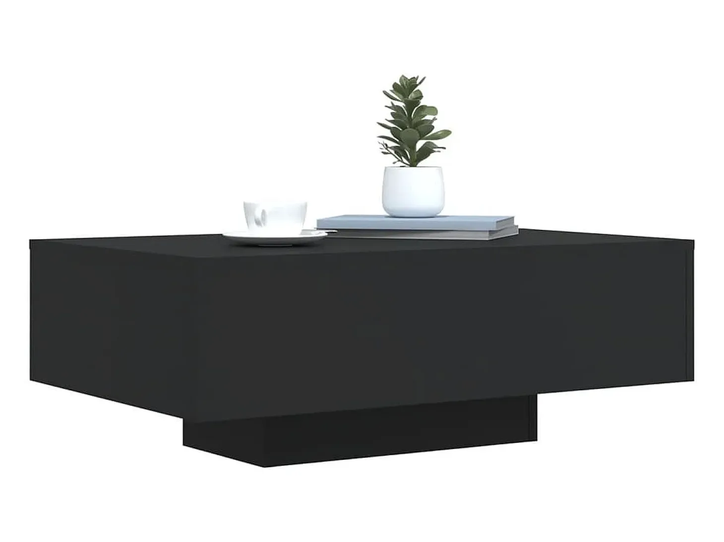 Mesa de centro con luces LED negro 85x55x31 cm