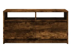 Mesa de centro con luces LED madera de ingeniería roble ahumado
