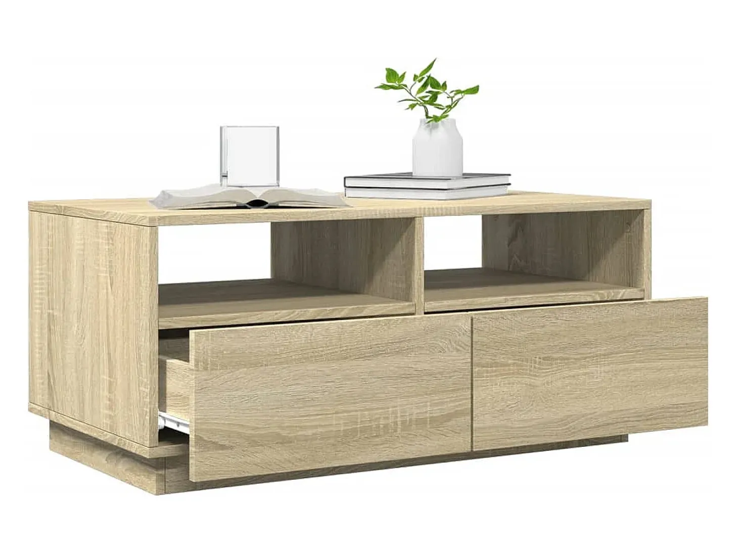 Mesa de centro con luces LED roble Sonoma 90x49x40 cm
