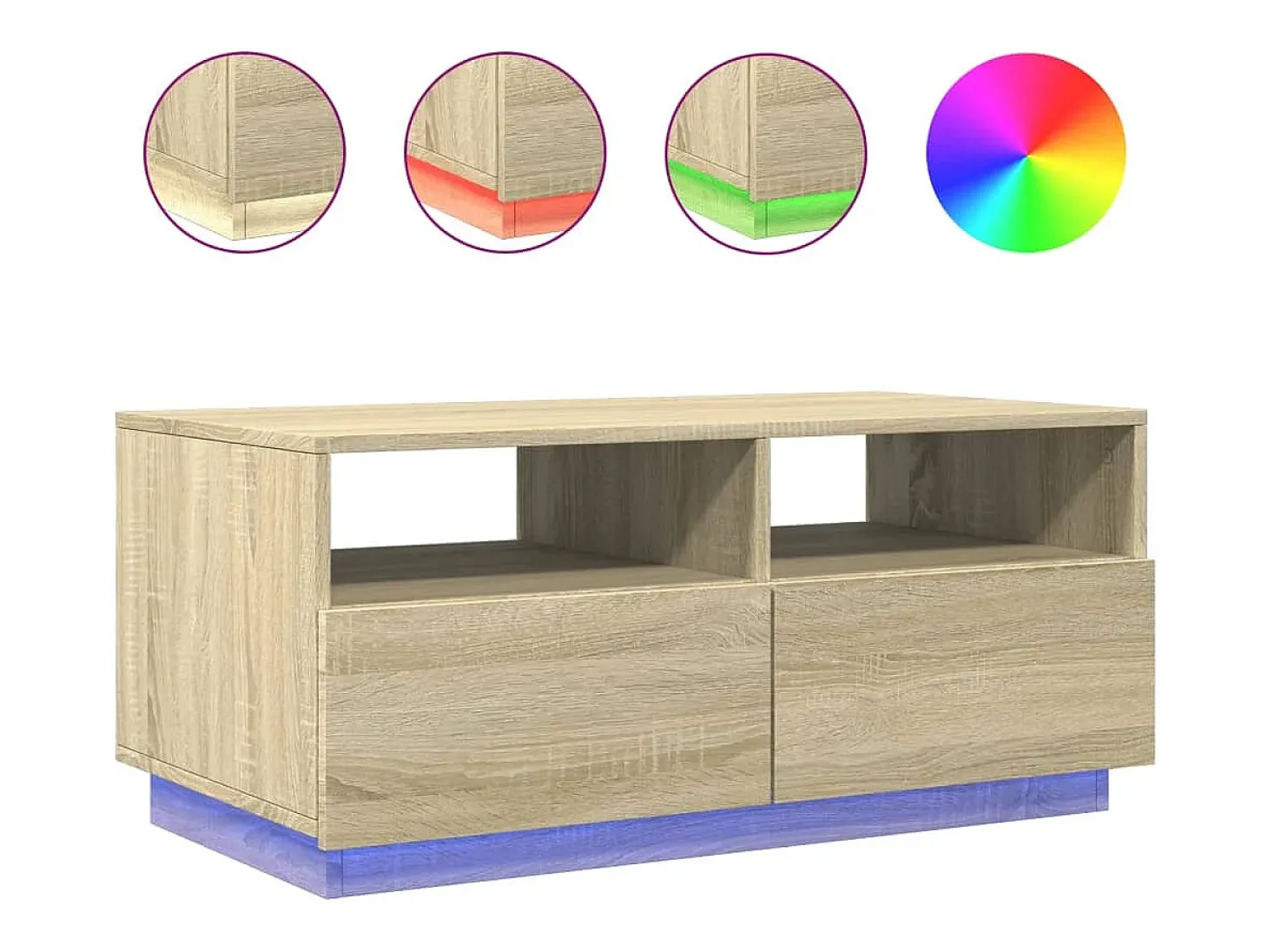 Mesa de centro con luces LED roble Sonoma 90x49x40 cm