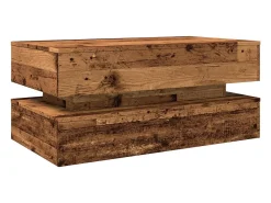 Mesa de centro con luces LED madera envejecida 90x50x40 cm