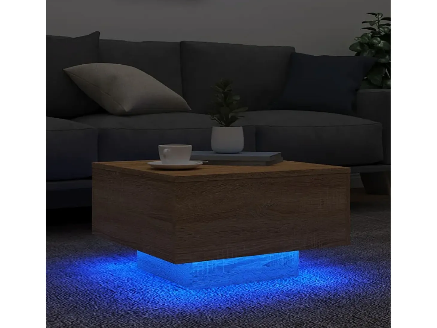 Mesa de centro con luces LED roble Sonoma 55x55x31 cm