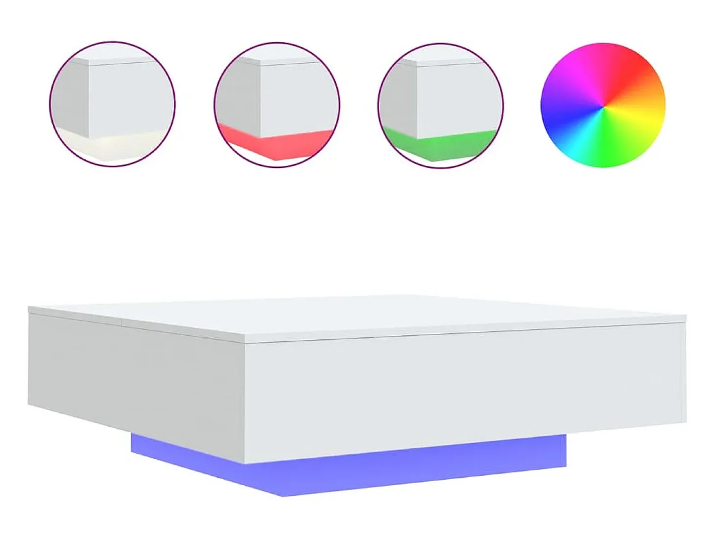 Mesa de centro con luces LED blanco 100x100x31 cm