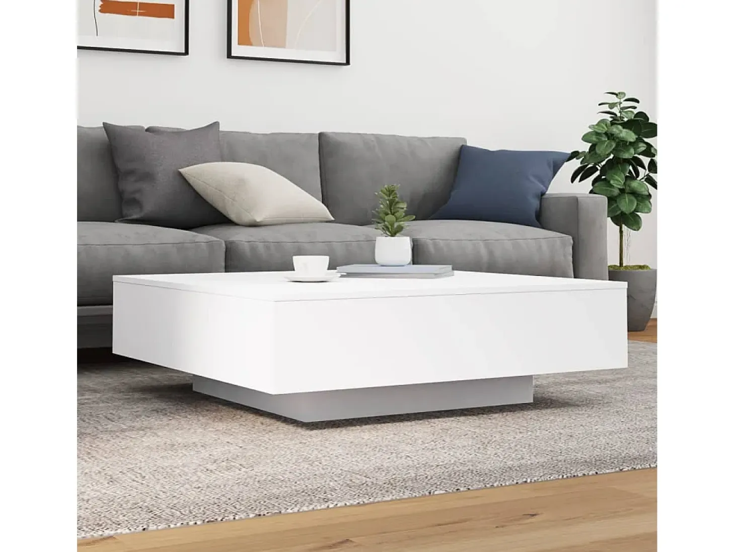 Mesa de centro con luces LED blanco 100x100x31 cm
