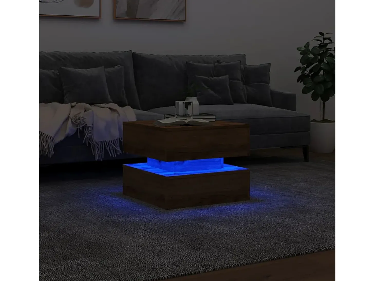 Mesa de centro con luces LED roble artisian 50x50x40 cm