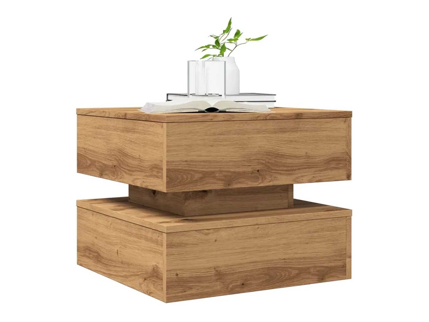 Mesa de centro con luces LED roble artisian 50x50x40 cm