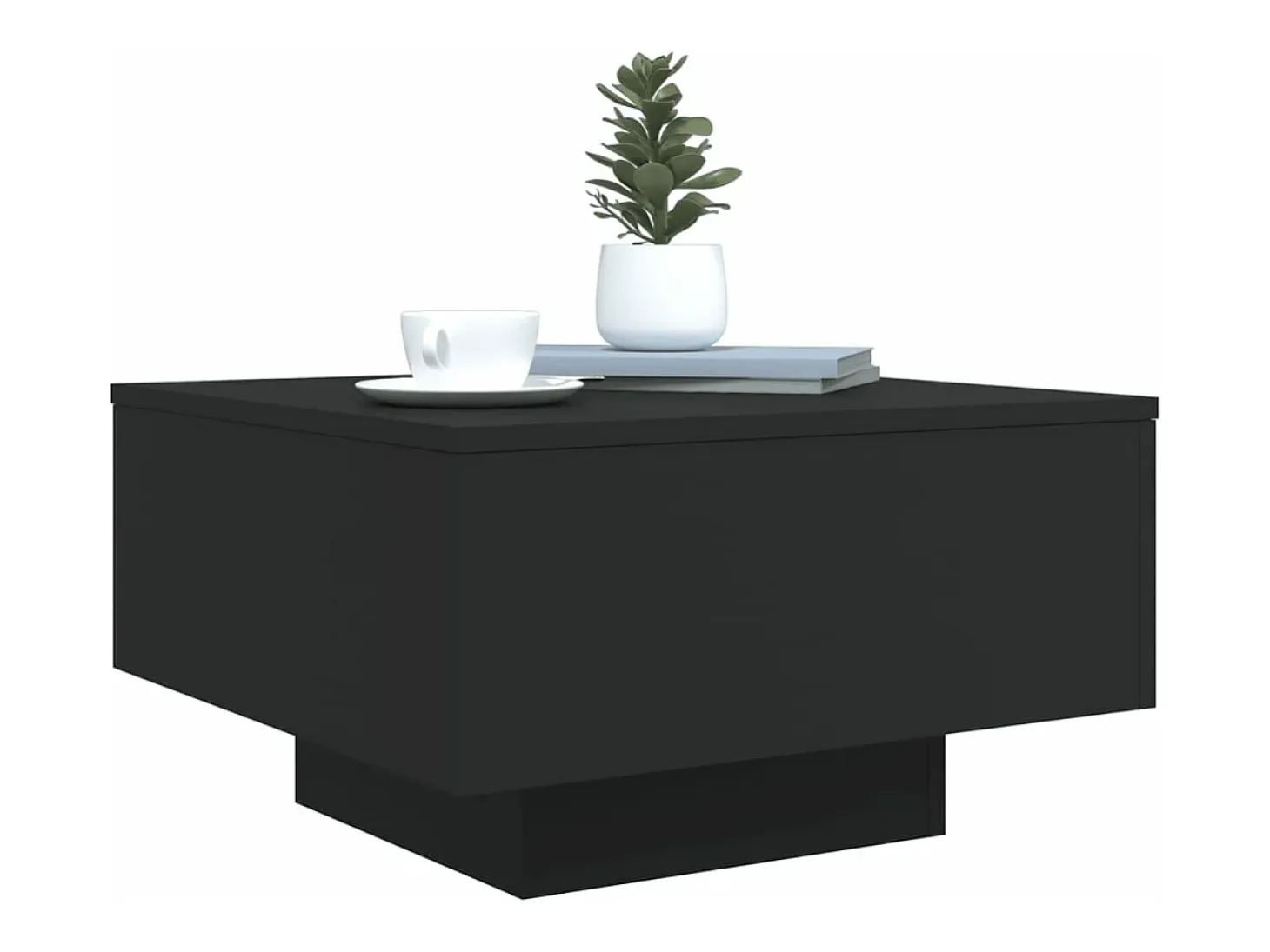 Mesa de centro con luces LED negro 55x55x31 cm