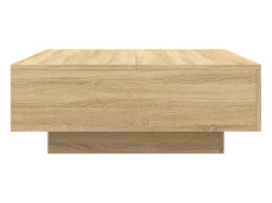 Mesa de centro con luces LED roble Sonoma 80x80x31 cm