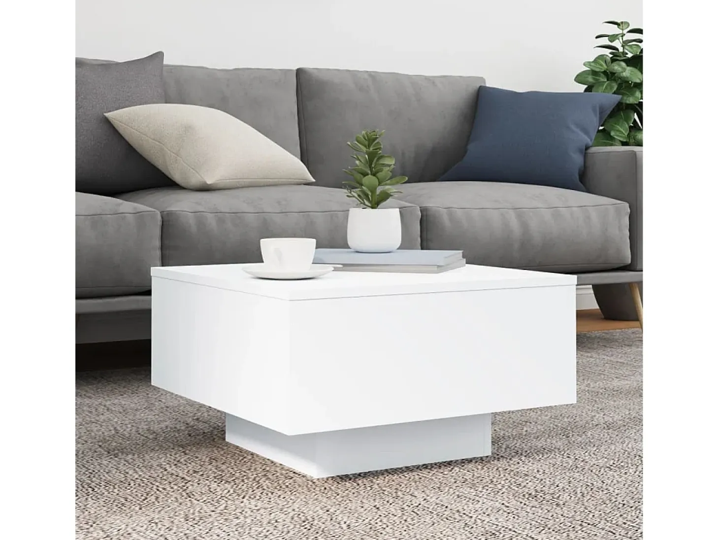 Mesa de centro con luces LED blanco 55x55x31 cm