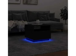 Mesa de centro con luces LED negro 50x49x40 cm