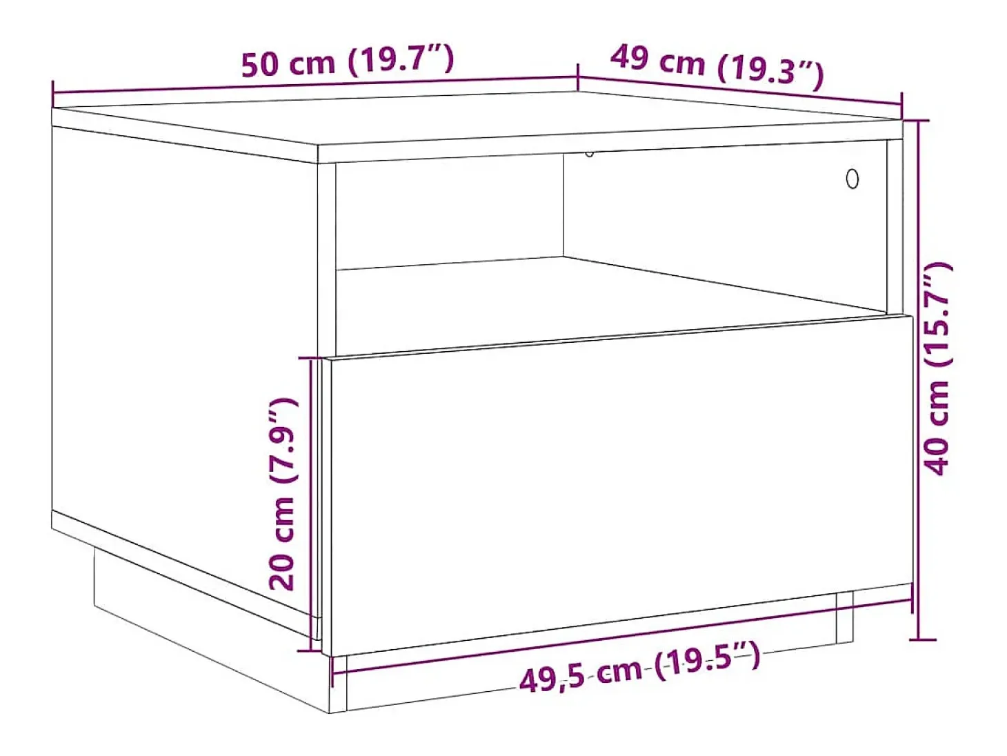 Mesa de centro con luces LED negro 50x49x40 cm