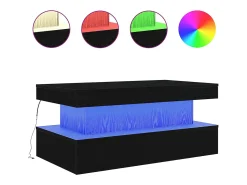 Mesa de centro con luces LED roble negro 90x50x40 cm