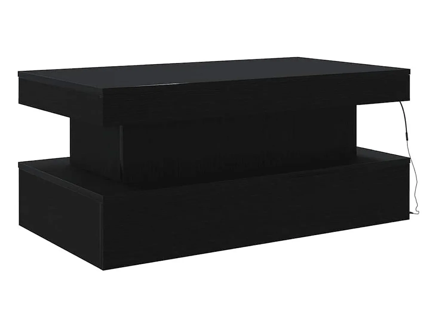 Mesa de centro con luces LED roble negro 90x50x40 cm