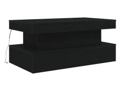 Mesa de centro con luces LED roble negro 90x50x40 cm