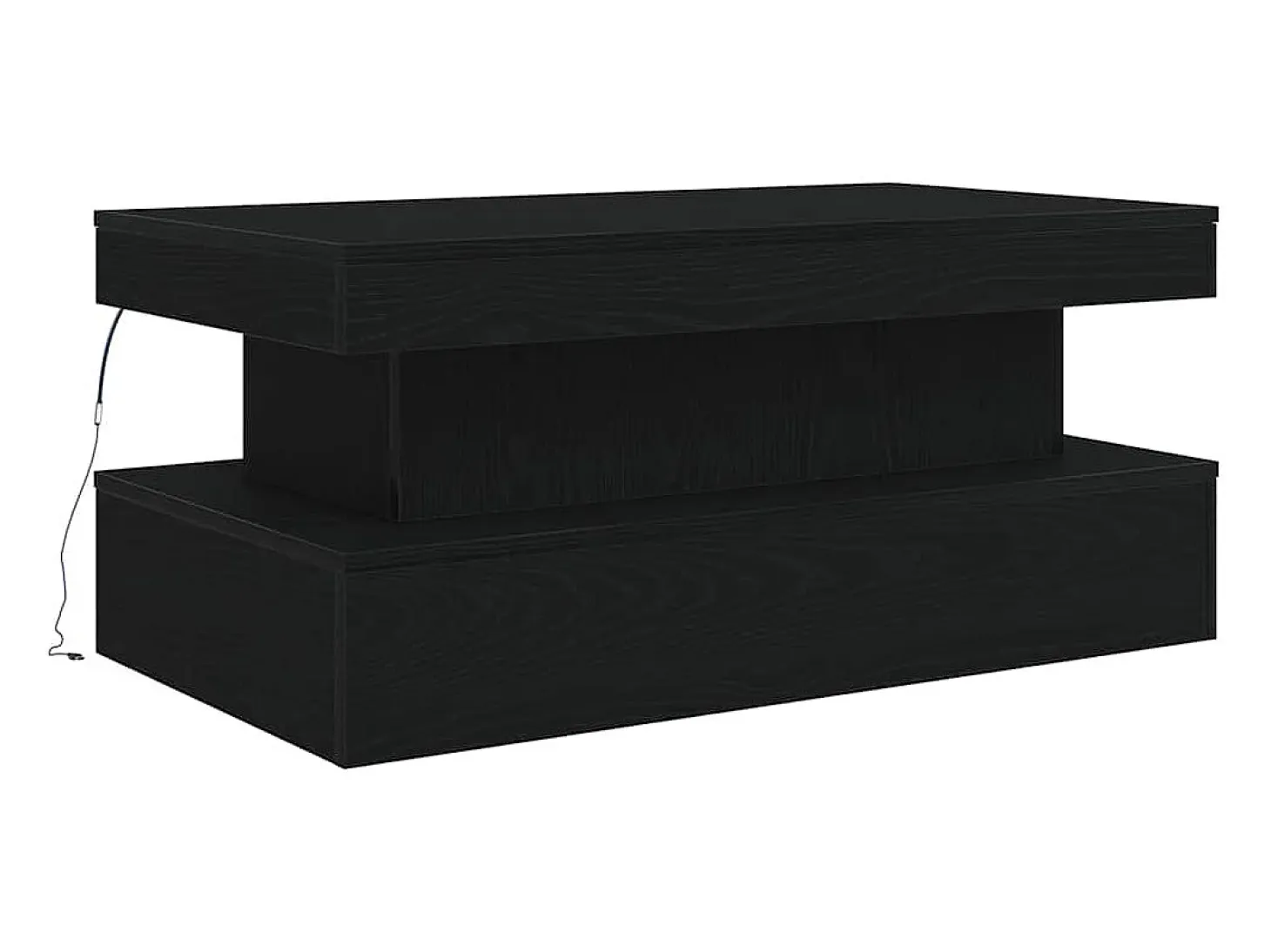 Mesa de centro con luces LED roble negro 90x50x40 cm