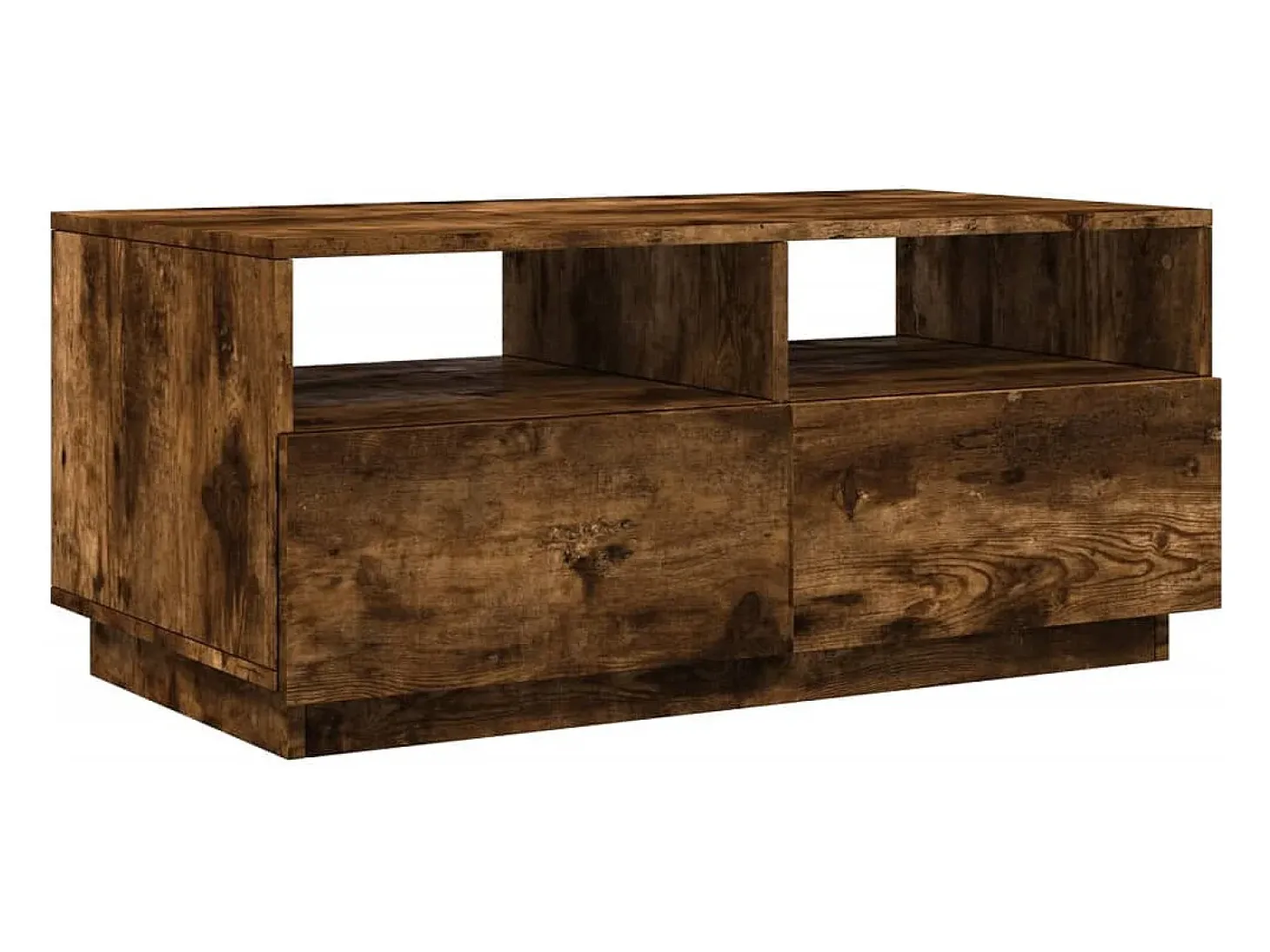 Mesa de centro con luces LED roble ahumado 90x49x40 cm