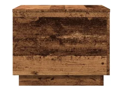 Mesa de centro con luces LED madera envejecida 50x50x40 cm