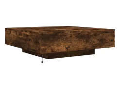 Mesa de centro con luces LED roble ahumado 100x100x31 cm