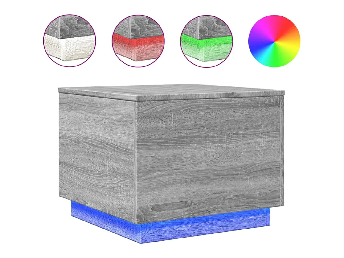 Mesa de centro con luces LED gris Sonoma 50x50x40 cm