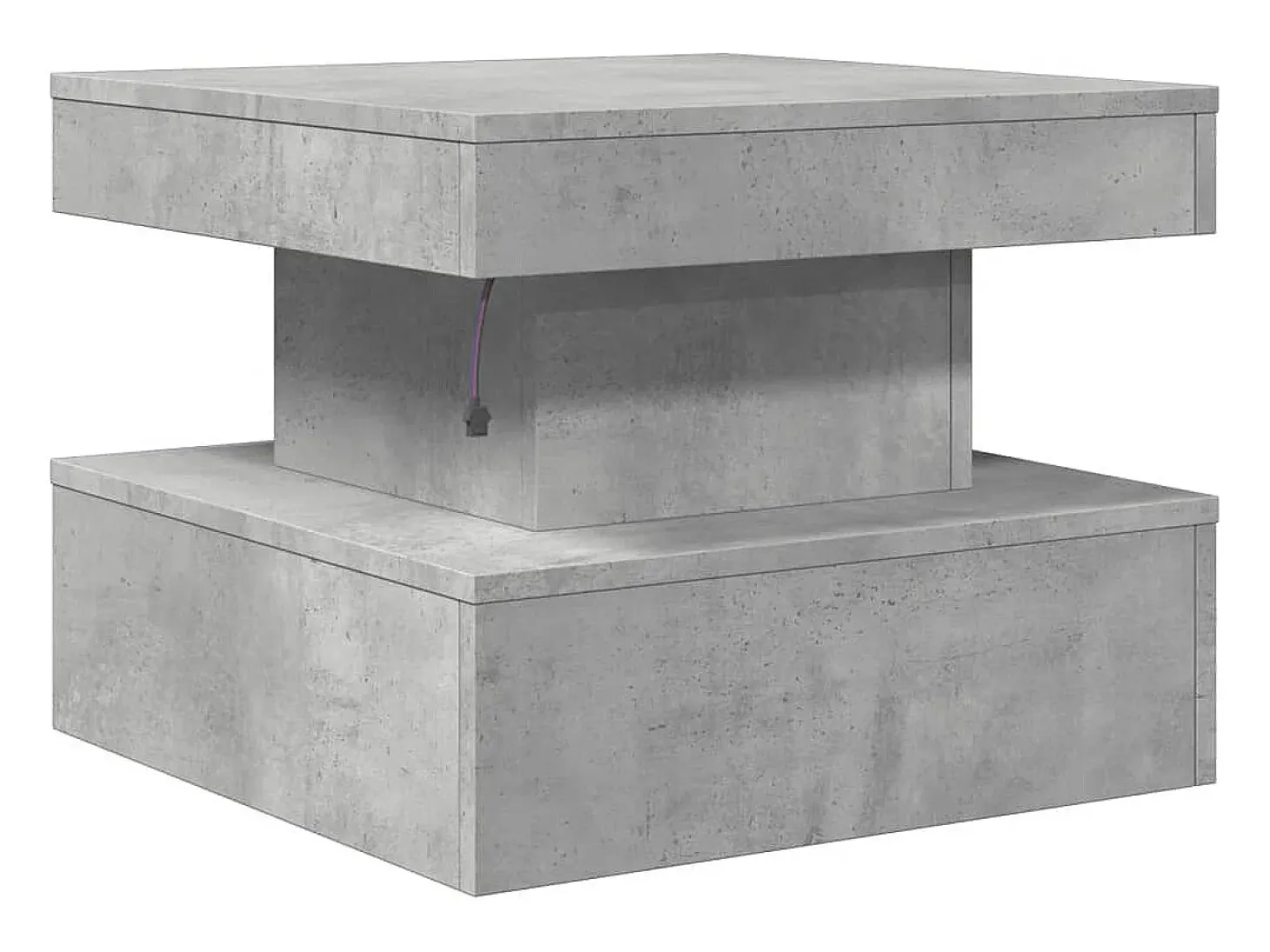 Mesa de centro con luces LED gris hormigón 50x50x40 cm