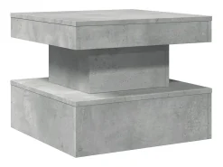 Mesa de centro con luces LED gris hormigón 50x50x40 cm