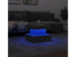 Mesa de centro con luces LED gris hormigón 50x50x40 cm