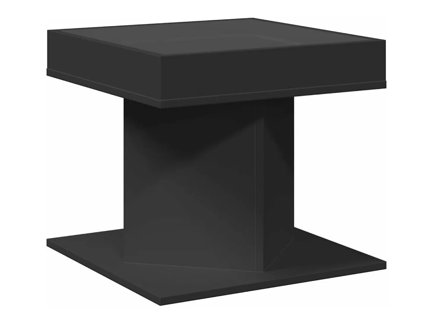 Mesa de centro con luz LED madera ingeniería negra 50x50x45 cm