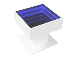 Mesa de centro con luz LED madera ingeniería blanca 50x50x45 cm