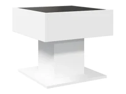 Mesa de centro con luz LED madera ingeniería blanca 50x50x45 cm