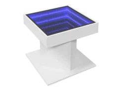 Mesa de centro con luz LED madera ingeniería blanca 50x50x45 cm