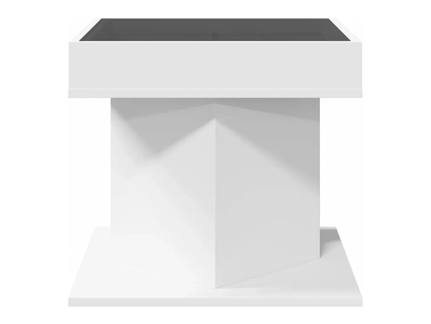 Mesa de centro con luz LED madera ingeniería blanca 50x50x45 cm
