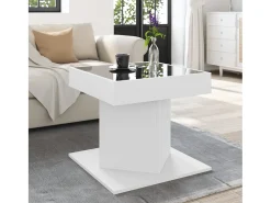 Mesa de centro con luz LED madera ingeniería blanca 50x50x45 cm