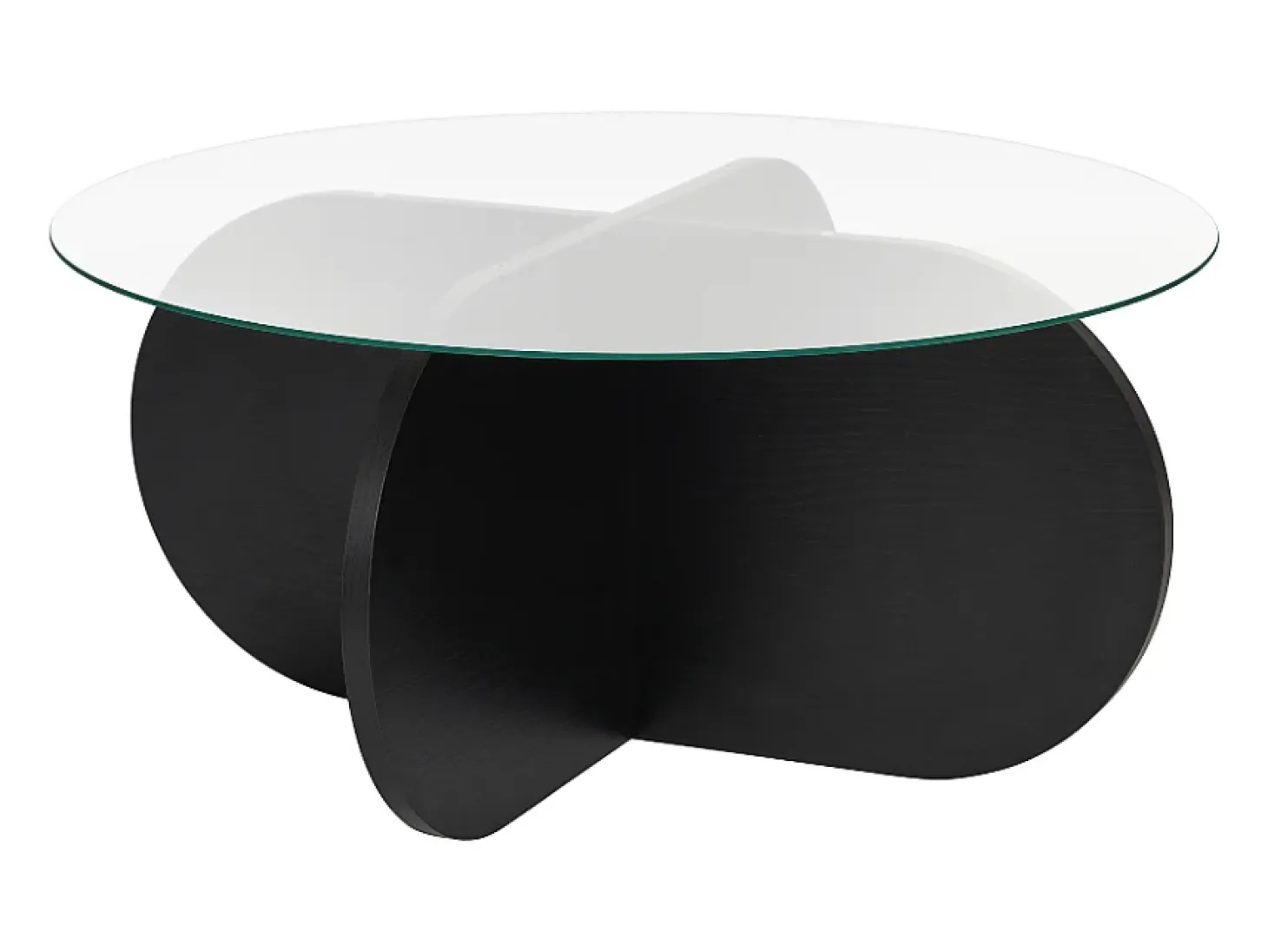 Mesa de centro con patas cruzadas y tablero de vidrio templado Ø75 cm - AERIS